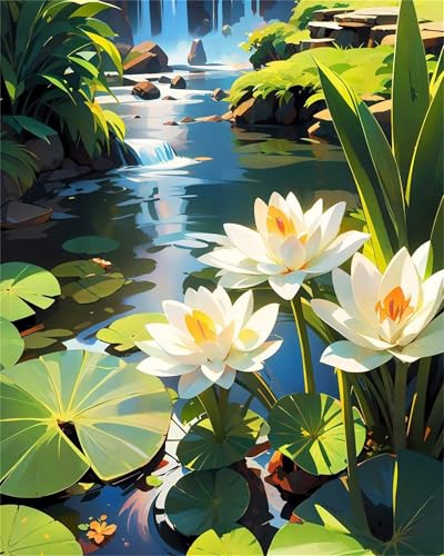 Hoonjiin Malen Nach Zahlen Erwachsene ohne Rahmen Weiße Seerose, Paint by Numbers Adult DIY Ölgemälde Set, Bach Acrylfarbe malen nach zahlen Leinwand set für Heimdekoration 24x30inch Hoonjiin Malen Nach Zahlen Erwachsene ohne Rahmen Weiße Seerose, Paint by Numbers Adult DIY Ölgemälde Set, Bach Acrylfarbe malen nach zahlen Leinwand set für Heimdekoration 24x30inch von Hoonjiin