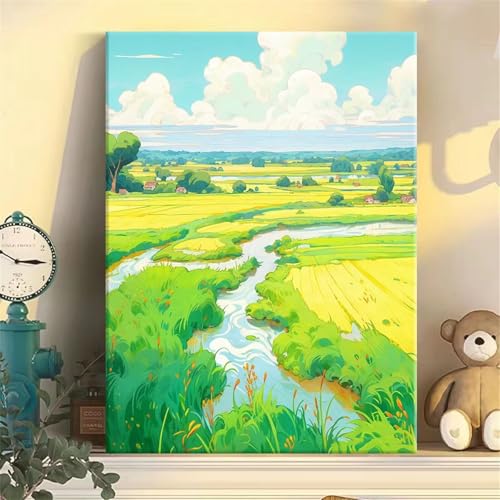 Hoonjiin Malen Nach Zahlen für Erwachsene mit Rahmen, DIY Reisfelder Acrylfarbe Ölgemälde Set für erwachsene und anfänger, mit 3 - Pinseln malen nach zahlen Sommer set für Wanddeko Geschenk 55x70cm Hoonjiin Malen Nach Zahlen für Erwachsene mit Rahmen, DIY Reisfelder Acrylfarbe Ölgemälde Set für erwachsene und anfänger, mit 3 - Pinseln malen nach zahlen Sommer set für Wanddeko Geschenk 55x70cm von Hoonjiin