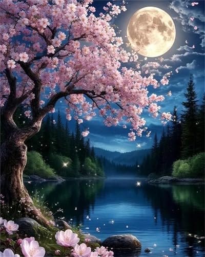 Hoonjiin Malen Nach Zahlen für Erwachsene ohne Rahmen, DIY Baum Blume Acrylfarbe Ölgemälde Set für erwachsene und anfänger, mit 3 - Pinseln malen nach zahlen Mond set für Wanddeko Geschenk 40x50cm Hoonjiin Malen Nach Zahlen für Erwachsene ohne Rahmen, DIY Baum Blume Acrylfarbe Ölgemälde Set für erwachsene und anfänger, mit 3 - Pinseln malen nach zahlen Mond set für Wanddeko Geschenk 40x50cm von Hoonjiin