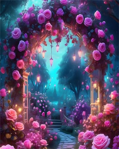 Hoonjiin Malen Nach Zahlen für Erwachsene ohne Rahmen, DIY Rosentor Acrylfarbe Ölgemälde Set für erwachsene und anfänger, mit 3 - Pinseln malen nach zahlen Garten set für Wanddeko Geschenk 60x90cm Hoonjiin Malen Nach Zahlen für Erwachsene ohne Rahmen, DIY Rosentor Acrylfarbe Ölgemälde Set für erwachsene und anfänger, mit 3 - Pinseln malen nach zahlen Garten set für Wanddeko Geschenk 60x90cm von Hoonjiin