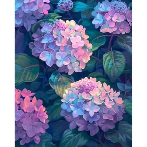 Lila Pflanze Malen Nach Zahlen Erwachsene, DIY Blumen Handgemalt Ölgemälde Leinwand Set mit Pinseln und Acrylfarben, malen nach zahlen erwachsene set für Home Deko 30x40cm(ohne Rahmen) von Hoonjiin