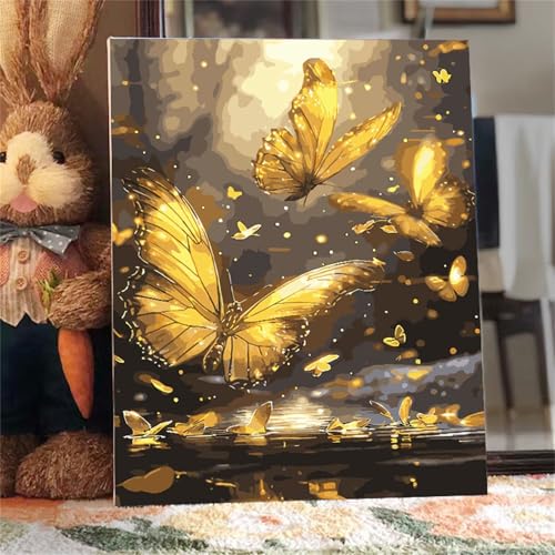 Malen Nach Zahlen für Erwachsene mit Rahmen, DIY Gelber Schmetterling Acrylfarbe Ölgemälde Set für erwachsene und anfänger, mit 3 - Pinseln malen nach zahlen Nacht set für Wanddeko Geschenk 45x60cm Malen Nach Zahlen für Erwachsene mit Rahmen, DIY Gelber Schmetterling Acrylfarbe Ölgemälde Set für erwachsene und anfänger, mit 3 - Pinseln malen nach zahlen Nacht set für Wanddeko Geschenk 45x60cm von Hoonjiin