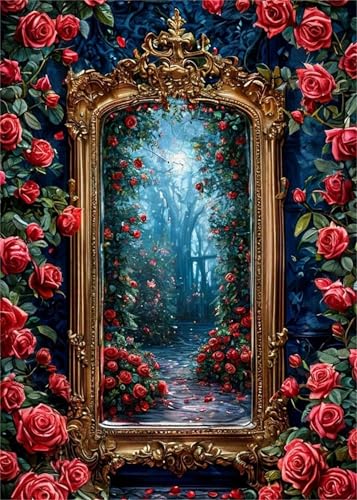 Malen Nach Zahlen für Erwachsene mit Rahmen, DIY Nebelige Rose Acrylfarbe Ölgemälde Set für erwachsene und anfänger, mit 3 - Pinseln malen nach zahlen Garten set für Wanddeko Geschenk 30x40cm von Hoonjiin