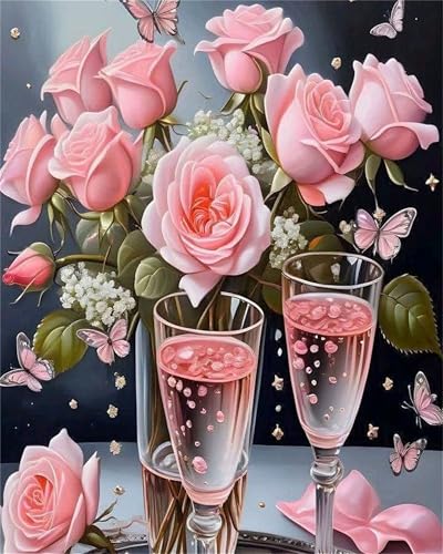 Malen Nach Zahlen für Erwachsene mit Rahmen, DIY Rosen-Schmetterling Acrylfarbe Ölgemälde Set für erwachsene und anfänger, mit 3 - Pinseln malen nach zahlen Blume set für Wanddeko Geschenk 45x60cm Malen Nach Zahlen für Erwachsene mit Rahmen, DIY Rosen-Schmetterling Acrylfarbe Ölgemälde Set für erwachsene und anfänger, mit 3 - Pinseln malen nach zahlen Blume set für Wanddeko Geschenk 45x60cm von Hoonjiin