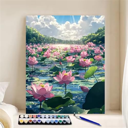 Malen Nach Zahlen für Erwachsene mit Rahmen, DIY Sonnenlicht-Teich Acrylfarbe Ölgemälde Set für erwachsene und anfänger, mit 3 - Pinseln malen nach zahlen Blume set für Wanddeko Geschenk 45x60cm Malen Nach Zahlen für Erwachsene mit Rahmen, DIY Sonnenlicht-Teich Acrylfarbe Ölgemälde Set für erwachsene und anfänger, mit 3 - Pinseln malen nach zahlen Blume set für Wanddeko Geschenk 45x60cm von Hoonjiin