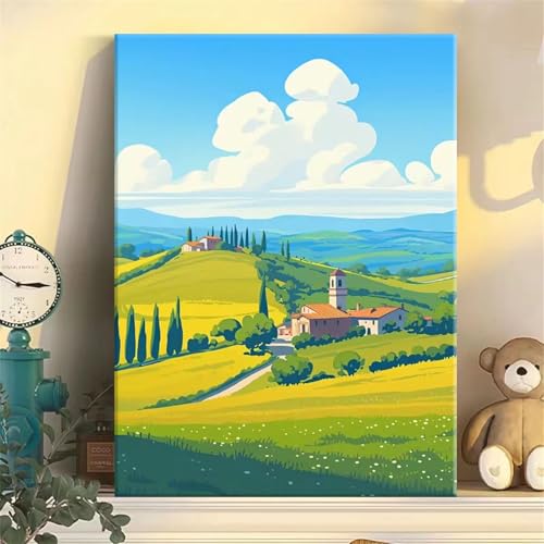 Malen Nach Zahlen für Erwachsene mit Rahmen, DIY Weitläufiges Grasland Acrylfarbe Ölgemälde Set für erwachsene und anfänger, mit 3 - Pinseln malen nach zahlen Stadt set für Wanddeko Geschenk 60x75cm Malen Nach Zahlen für Erwachsene mit Rahmen, DIY Weitläufiges Grasland Acrylfarbe Ölgemälde Set für erwachsene und anfänger, mit 3 - Pinseln malen nach zahlen Stadt set für Wanddeko Geschenk 60x75cm von Hoonjiin