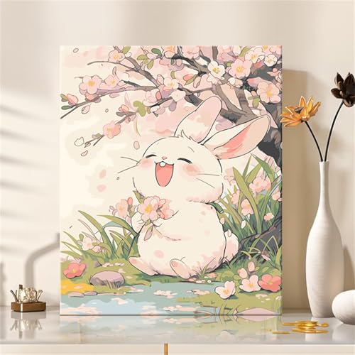 Malen Nach Zahlen für Erwachsene ohne Rahmen, DIY Karikatur Kaninchen Acrylfarbe Ölgemälde Set für erwachsene und anfänger, mit 3 - Pinseln malen nach zahlen Blume set für Wanddeko Geschenk 30x40cm Malen Nach Zahlen für Erwachsene ohne Rahmen, DIY Karikatur Kaninchen Acrylfarbe Ölgemälde Set für erwachsene und anfänger, mit 3 - Pinseln malen nach zahlen Blume set für Wanddeko Geschenk 30x40cm von Hoonjiin