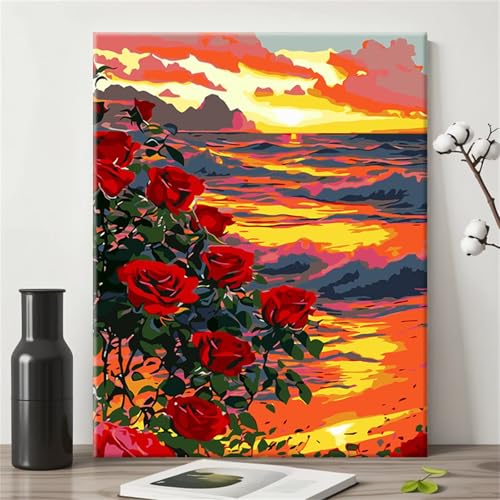 Malen Nach Zahlen für Erwachsene ohne Rahmen, DIY Rosa Sonnenuntergang Acrylfarbe Ölgemälde Set für erwachsene und anfänger, mit 3 - Pinseln malen nach zahlen Strand set für Wanddeko Geschenk 50x65cm Malen Nach Zahlen für Erwachsene ohne Rahmen, DIY Rosa Sonnenuntergang Acrylfarbe Ölgemälde Set für erwachsene und anfänger, mit 3 - Pinseln malen nach zahlen Strand set für Wanddeko Geschenk 50x65cm von Hoonjiin
