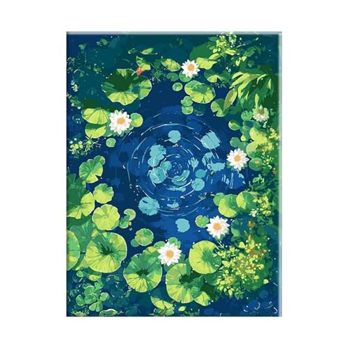Teich-Wirbel Malen Nach Zahlen Erwachsene, DIY Blätter Handgemalt Ölgemälde Leinwand Set mit Pinseln und Acrylfarben, malen nach zahlen erwachsene set für Home Deko 20x30cm(mit Rahmen) von Hoonjiin