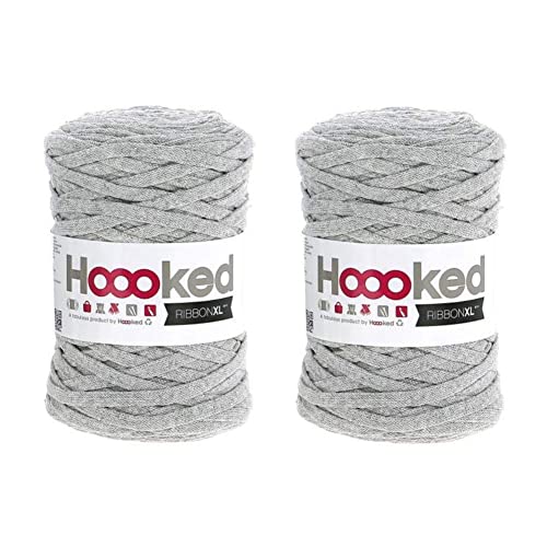 Hoooked Ribbon XL 2 Knäuel Wolle Silbergrau (RXL 41) von Hoooked