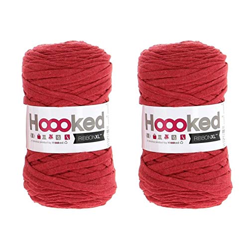 Hoooked Ribbon XL Garn (2 Stück) – Lippenstift Rot (RXL 34) von Hoooked