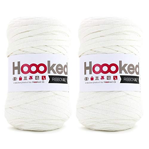 Hoooked Ribbon XL Garn, 2 Stück, perlweiß (RXL 28) von Hoooked