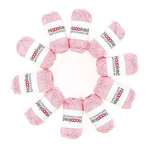 Hoooked Soft Cotton DK 85 m je 50 g Knäuel 10 er Pack = 500 g (Jaipur Rose) von Hoooked