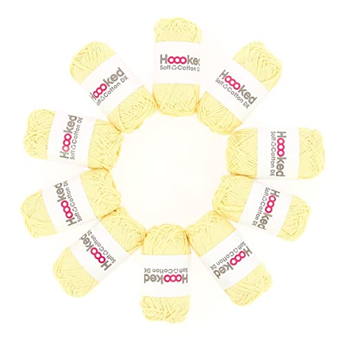 Hoooked Soft Cotton DK 85 m je 50 g Knäuel 10 er Pack = 500 g (Riga Yellow) von Hoooked