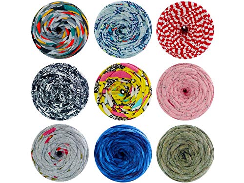 Hoooked Zpagetti T-Shirt-Garn, verschiedene Muster, Baumwolle, Mini-Knäuel, 25 m, 125 g, 9 Stück Hoooked Zpagetti T-Shirt-Garn, verschiedene Muster, Baumwolle, Mini-Knäuel, 25 m, 125 g, 9 Stück von Hoooked