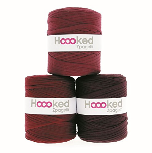 Hoooked Zpagetti Textilgarn 120 m Rolle alle Farben zur Wahl (bordeaux) von Hoooked