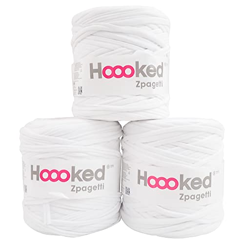 Zpagetti White Shades T-Shirt-Garn, Baumwolle, 120 m, 3er-Pack von Hoooked