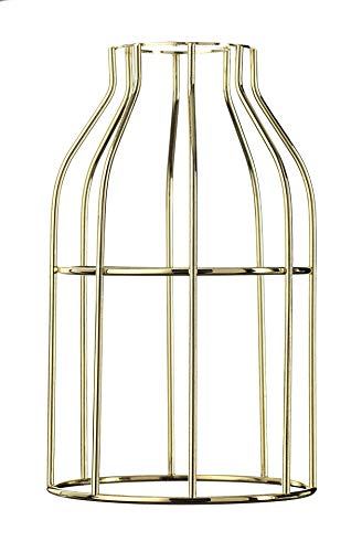 Hoopzi - Käfig - Lampenschirm aus lackiertem Stahl - Cage - Zur Abhängung, Tischlampe, Stehlampe, Wandleuchte - Kompatibel mit E27 Gewinde - Befestigungsring - Messing von Hoopzi