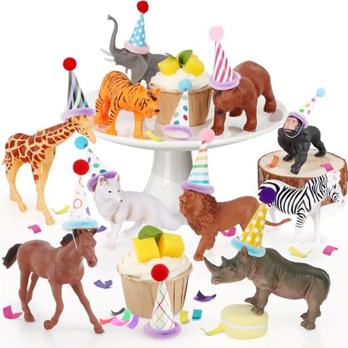 Hooqict 20 Stück Dschungeltier-Geburtstagsparty-Dekorationen, Safari-Tier-Figuren mit Mini-Geburtstagshüten, Party-Tier-Kuchenaufsätze für Kinder, Safari-Kuchendekorationen, wilder Zoo Hooqict 20 Stück Dschungeltier-Geburtstagsparty-Dekorationen, Safari-Tier-Figuren mit Mini-Geburtstagshüten, Party-Tier-Kuchenaufsätze für Kinder, Safari-Kuchendekorationen, wilder Zoo von Hooqict