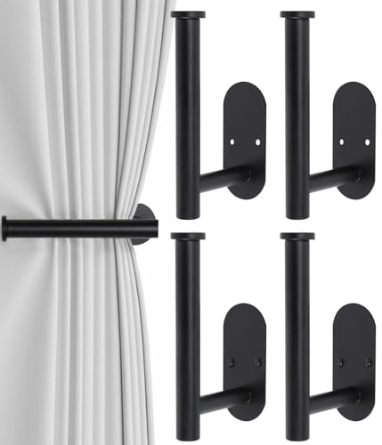 Vorhang-Raffhalter, zum Einschrauben, Vorhang-Raffhalter, Vorhanghalter für Wandmontage, Vorhanghalter für Vorhänge, Seitenhalter, Haken, 304 Edelstahl, Schwarz, 4 Stück Vorhang-Raffhalter, zum Einschrauben, Vorhang-Raffhalter, Vorhanghalter für Wandmontage, Vorhanghalter für Vorhänge, Seitenhalter, Haken, 304 Edelstahl, Schwarz, 4 Stück von Hoousuper