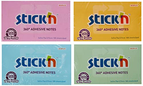 Stickn Haftnotizen, wiederverwendbar, 360 Stück, 76 x 127 mm, sortiert, 12 Stück Stickn Haftnotizen, wiederverwendbar, 360 Stück, 76 x 127 mm, sortiert, 12 Stück von HOPAX