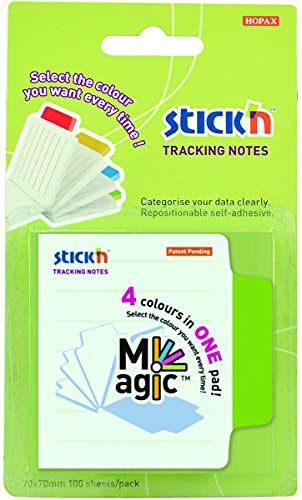 Stickn Magic Tracking Notes Notizblock, 70 x 70 mm, 100 Blatt, Weiß von Hopax
