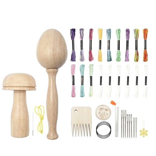 Hopbucan 2-Teiliges Stopfzubehör-Set, Stopf-Ei, Flicken-Werkzeug für Socken, Stopfpilz, Stopfzubehör mit Augennadeln, Nähen von Hopbucan