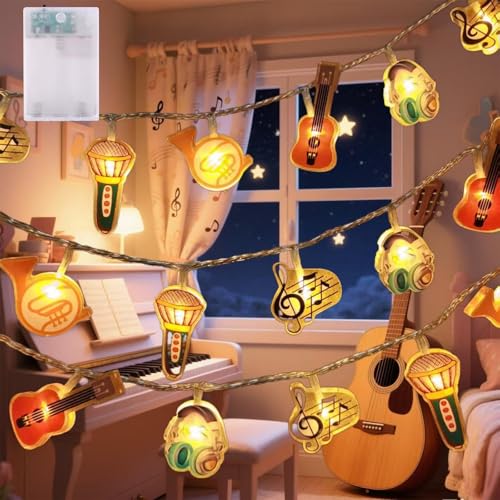 Hopelit 1.5m 10LED Musik Lichterkette Kinderzimmer, Lichterkette Batterie Wasserdicht mit Timer Nachtlicht für Kinderzimmer Junge Mädchen Baby Bett Hausbett Geburtstag Geschenk Party Deko von Hopelit