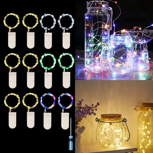Hopelit 12 Stück 2 Meter 20 LEDs Lichterkette Außen Silberdraht mit CR2032 Batterie, LED Lichterkette Batterie für Weihnachtsbaum, Halloween, Hochzeit, Balkon Geschenkdeko - 4 Farben Hopelit 12 Stück 2 Meter 20 LEDs Lichterkette Außen Silberdraht mit CR2032 Batterie, LED Lichterkette Batterie für Weihnachtsbaum, Halloween, Hochzeit, Balkon Geschenkdeko - 4 Farben von Hopelit