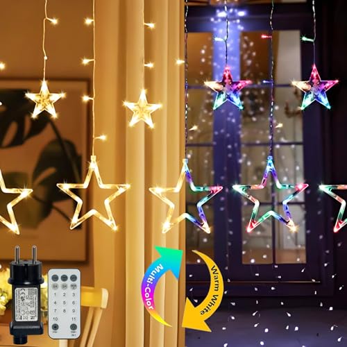 Hopelit Lichterkette, 2.3m 12 Sterne 138LED Dimmbar Weihnachtsbeleuchtung Fenster Farbwechsel 11 Modi mit Stecker, Fernbedienung, Timer, Lichterkette Sterne Für Weihnachtsbeleuchtung Hopelit Lichterkette, 2.3m 12 Sterne 138LED Dimmbar Weihnachtsbeleuchtung Fenster Farbwechsel 11 Modi mit Stecker, Fernbedienung, Timer, Lichterkette Sterne Für Weihnachtsbeleuchtung von Hopelit