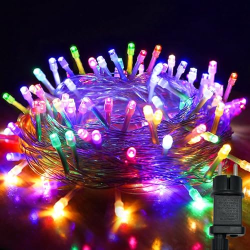 Hopelit Lichterkette Außen, Led Lichterkette für Weihnachtsbaum 10M 100 LED Bunt, 8 Modi Lichterkette Outdoor mit Speicherfunktion und Timer, IP44 Wasserdicht, Balkon Garten Deko von Hopelit