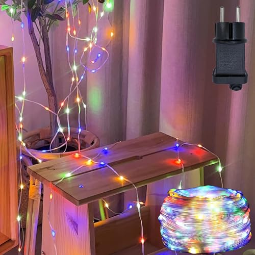 Hopelit Lichterkette Außen 30m 300LEDs Bunt, 8 Modi Lichterkette Innen mit Stecker Timer Speicherfunktion, IP67 Wasserdicht LED Lichterkette Outdoor für Garten Balkon Weihnachtsbaum von Hopelit