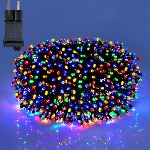 Hopelit Lichterkette Außen Innen, 8 Modi Lichterkette Weihnachtsbaum Bunt 100m mit Stecker Timer Speicherfunktion, IP44 Wasserdicht Weihnachtsbeleuchtung Außen für Garten Balkon von Hopelit
