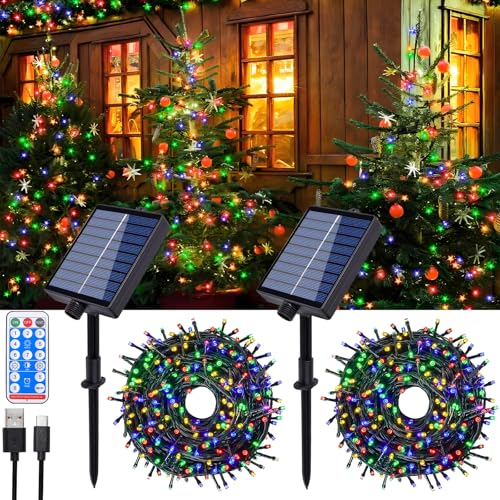 Hopelit Solar Lichterkette Aussen 20m Bunt, Lichterkette Außen Solar mit Fernbedienung & Timer, 8 Modi Lichterkette Weihnachtsbaum Wasserdicht Für Garten Deko Balkon Deko - 2 Stück Hopelit Solar Lichterkette Aussen 20m Bunt, Lichterkette Außen Solar mit Fernbedienung & Timer, 8 Modi Lichterkette Weihnachtsbaum Wasserdicht Für Garten Deko Balkon Deko - 2 Stück von Hopelit