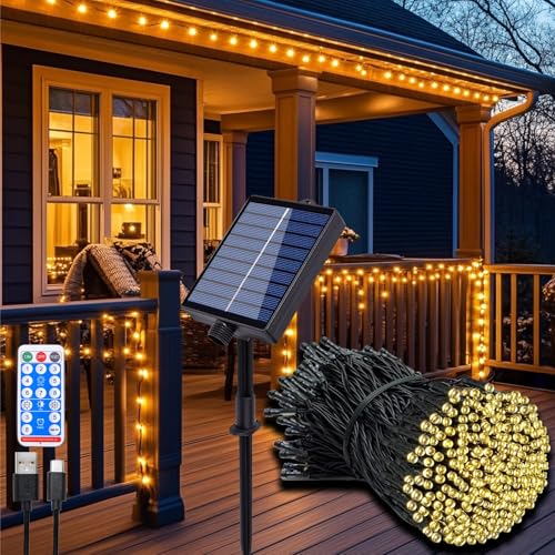 Hopelit Solar Lichterkette Aussen 30m Warmweiß, Lichterkette Außen Solar mit Fernbedienung & Timer, 8 Modi Lichterkette Weihnachtsbaum Wasserdicht Für Garten Deko Balkon Deko - 4 Stück Hopelit Solar Lichterkette Aussen 30m Warmweiß, Lichterkette Außen Solar mit Fernbedienung & Timer, 8 Modi Lichterkette Weihnachtsbaum Wasserdicht Für Garten Deko Balkon Deko - 4 Stück von Hopelit