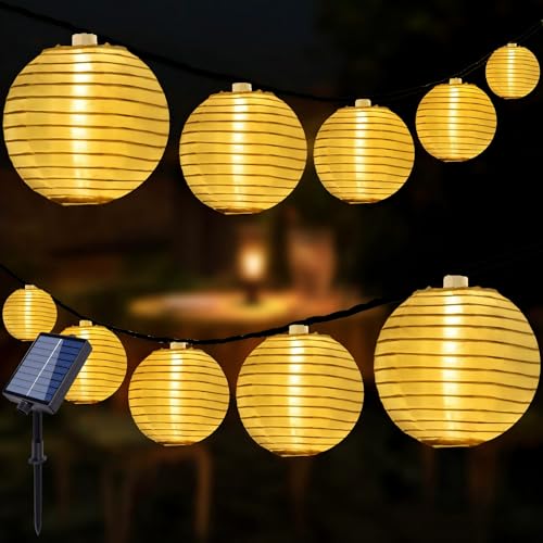 Hopelit Solar Lichterkette Aussen, Solar Lampions Außen Wetterfest 8M 30 LED, Lampions Solar mit 8 Modi Timer Speicherfunktion, Lichterkette Außen Solar Laterne Für Terrasse Hochzeit,Warmweiß von Hopelit