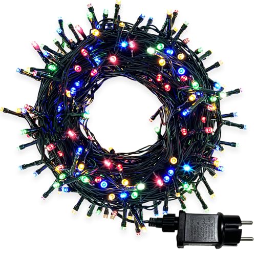 LED Lichterkette Außen Innen, 10M 100 LED Bunt Weihnachtsbeleuchtung mit Stecker und Timer, 8 Modi und Speicherfunktion, IP44 Wasserdicht, Lichterketten für Garten, Balkon, Hochzeit von Hopelit