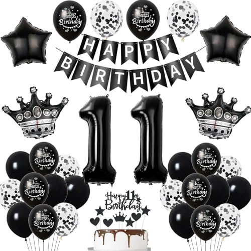 11. Geburtstag Dekoration Schwarz - Tortendeko für Junge und Mädchen - Luftballon, Ballon und Geburtstagsdeko für 11 Jahre 11. Geburtstag Dekoration Schwarz - Tortendeko für Junge und Mädchen - Luftballon, Ballon und Geburtstagsdeko für 11 Jahre von Hopewey