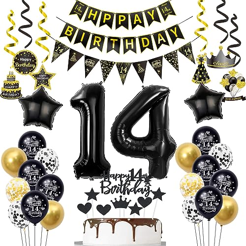 14 Geburtstag Deko Junge Luftballon 14.geburtstag Deko Schwarz Gold Geburtstagsdeko 14 Jahre Luftballon Schwarz deko 14 Jahre Junge Geburtstagdeko Mann Deko 14. Geburtstag Mädchen Luftballons 14 von Hopewey