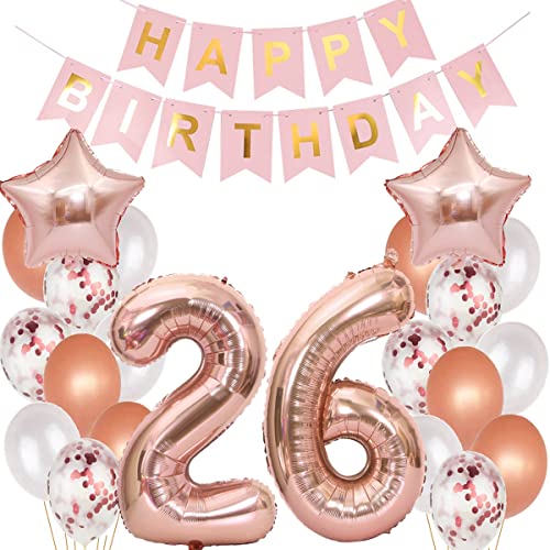 Luftballons 26 Geburtstag Dekoration frauen rosegold, 26. Geburtstag deko für frau,26 jahre Geburtstag deko frau 26 .geburtstag deko frau 26 Geburtstag frau 26 Geburtstagsdeko rosegold frauen (26) von Hopewey