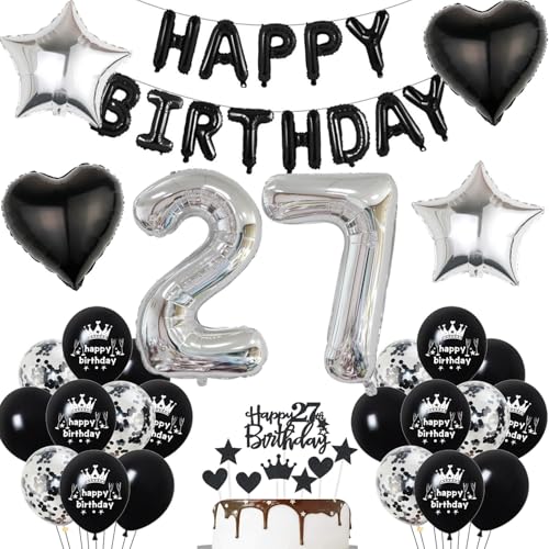27. Geburtstag deko mann Schwarz 27 jahre Geburtstagsdeko mann set, Folienballon 27 Happy Birthday banner Konfetti Luftballons 27 Geburtstag Dekoration mann Schwarz Geburtstag deko männer 27 Jahre 27. Geburtstag deko mann Schwarz 27 jahre Geburtstagsdeko mann set, Folienballon 27 Happy Birthday banner Konfetti Luftballons 27 Geburtstag Dekoration mann Schwarz Geburtstag deko männer 27 Jahre von Hopewey