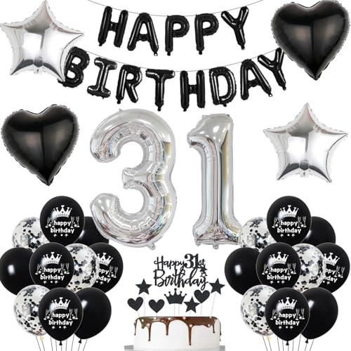 31. Geburtstag deko mann Schwarz 31 jahre Geburtstagsdeko mann set, Folienballon 31 Happy Birthday banner Konfetti Luftballons 31 Geburtstag Dekoration Schwarz deko männer 31 Jahre 31. Geburtstag deko mann Schwarz 31 jahre Geburtstagsdeko mann set, Folienballon 31 Happy Birthday banner Konfetti Luftballons 31 Geburtstag Dekoration Schwarz deko männer 31 Jahre von Hopewey