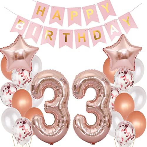 Luftballons 33 Geburtstag Dekoration frauen rosegold, 33. Geburtstag deko für frau,33 jahre Geburtstag deko frau 33 .geburtstag deko frau 33 Geburtstag frau 33 Geburtstagsdeko rosegold frauen (33) von Hopewey