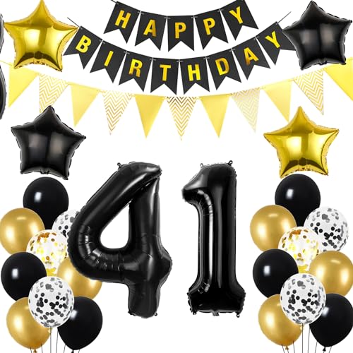 41. Geburtstag Dekoration Schwarz gold, Geburtstagsdeko 41 Jahre mann frau, 41 Geburtstag Deko männer frauen 41 Ballon Geburtstagdeko set, Luftballons 41. Geburtstag Party Deko 41 Geburtstag männer 41. Geburtstag Dekoration Schwarz gold, Geburtstagsdeko 41 Jahre mann frau, 41 Geburtstag Deko männer frauen 41 Ballon Geburtstagdeko set, Luftballons 41. Geburtstag Party Deko 41 Geburtstag männer von Hopewey