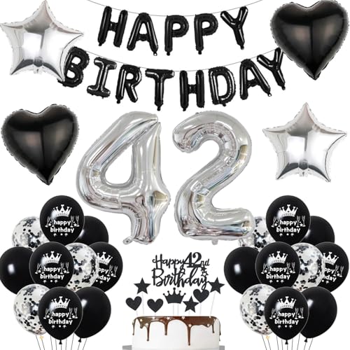 42. Geburtstag deko mann Schwarz 42 jahre Geburtstagsdeko mann set, Folienballon 42 Happy Birthday banner Konfetti Luftballons 42 Geburtstag Dekoration Schwarz deko männer 42 Jahre 42. Geburtstag deko mann Schwarz 42 jahre Geburtstagsdeko mann set, Folienballon 42 Happy Birthday banner Konfetti Luftballons 42 Geburtstag Dekoration Schwarz deko männer 42 Jahre von Hopewey