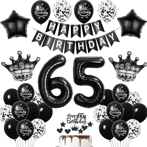 65. Geburtstag Dekoration Schwarz Tortendeko 65. Geburtstag Mann Luftballon 65 Geburtstag Frauen Mann deko torte 65. Geburtstag Mann Frauen Ballon Geburtstagsdeko 65 Jahre Frau Männer Schwarz von Hopewey
