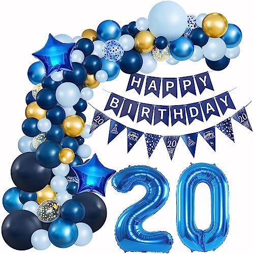 Ballons Girlande Blau 20. Geburtstag Mann Deko Luftballon Geburtstagsdeko 20 Jahre Männer von Hopewey