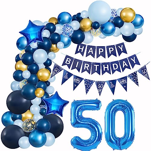 Ballons Girlande Blau 50. Geburtstag Mann Deko - Luftballon Geburtstagsdeko 50 Jahre Männer von Hopewey