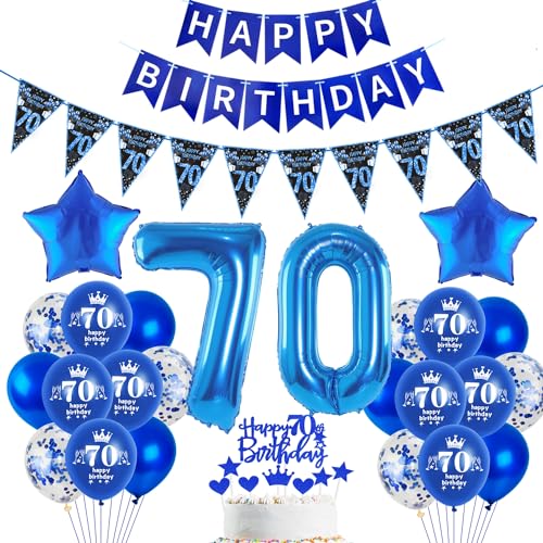 Blau Luftballon 70. Geburtstag Dekoration Blau Tortendeko 70. Geburtstag Mann Geburtstagsdeko 70 Jahre Mann Folienballon 70 Ballon 70 Party deko von Hopewey