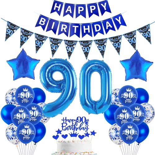 Blau Luftballon 90. Geburtstag Dekoration Blau Tortendeko 90. Geburtstag Mann Geburtstagsdeko 90 Jahre Mann Folienballon 90 Ballon 90 Party deko von Hopewey